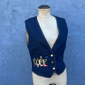 Vintage Golf Vest Size Small Retro 70s Clothing Novelty Print Quriky